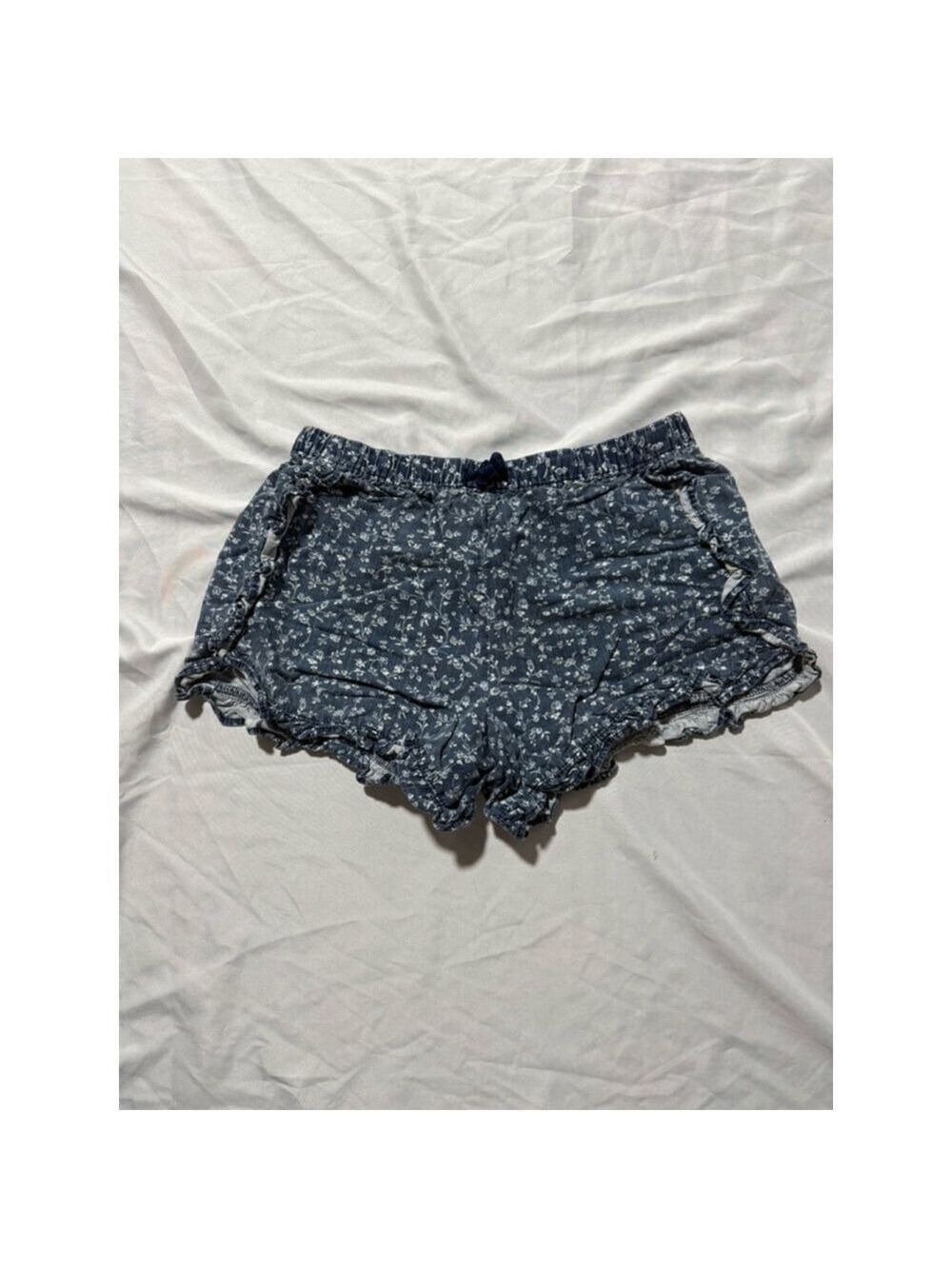 Girls Gap Kids Shorts XL Blue Floral Print Ruffle Hem